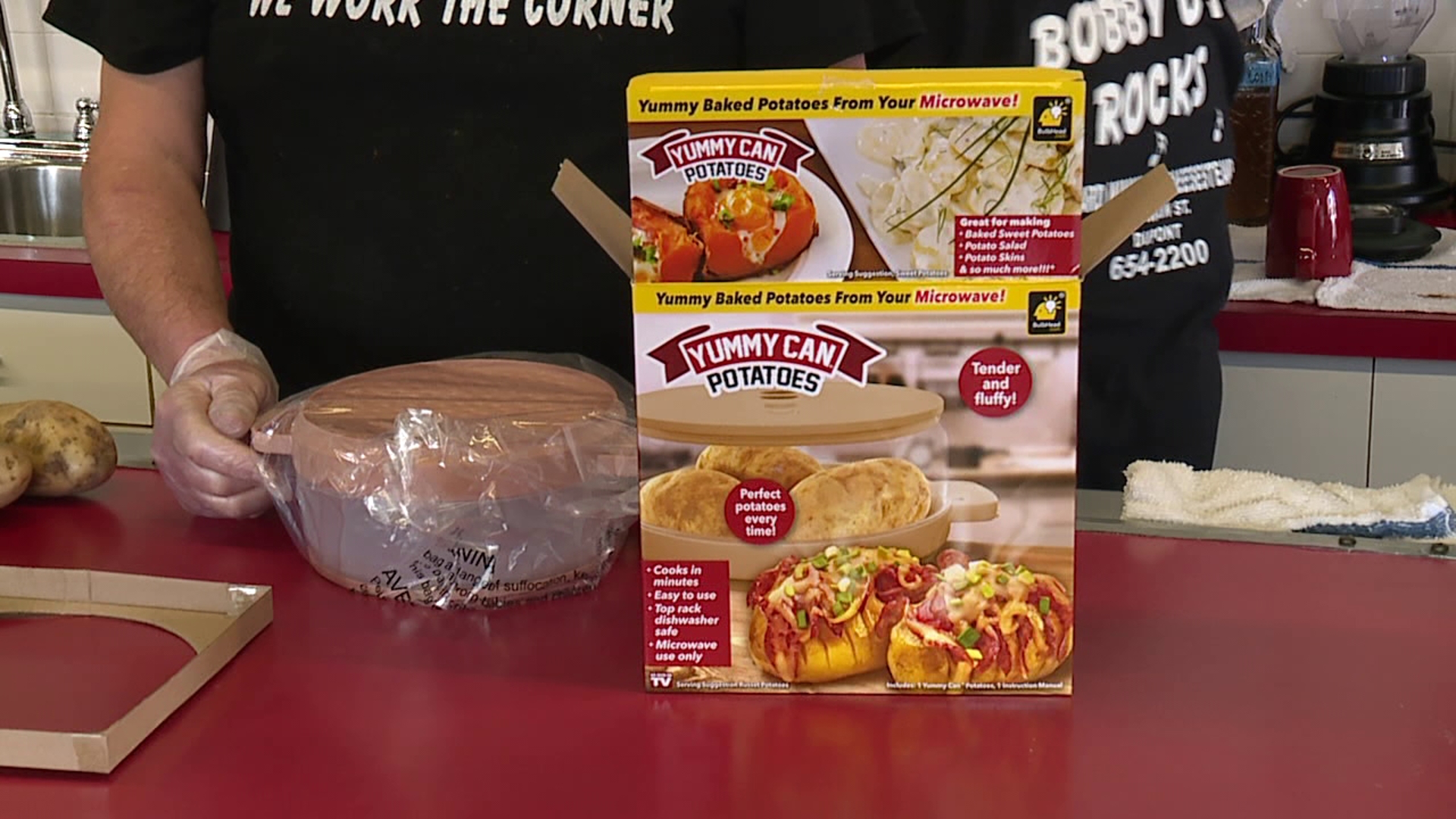 Kurt tries a product that the maker claims will make the perfect baked potato in just minutes.