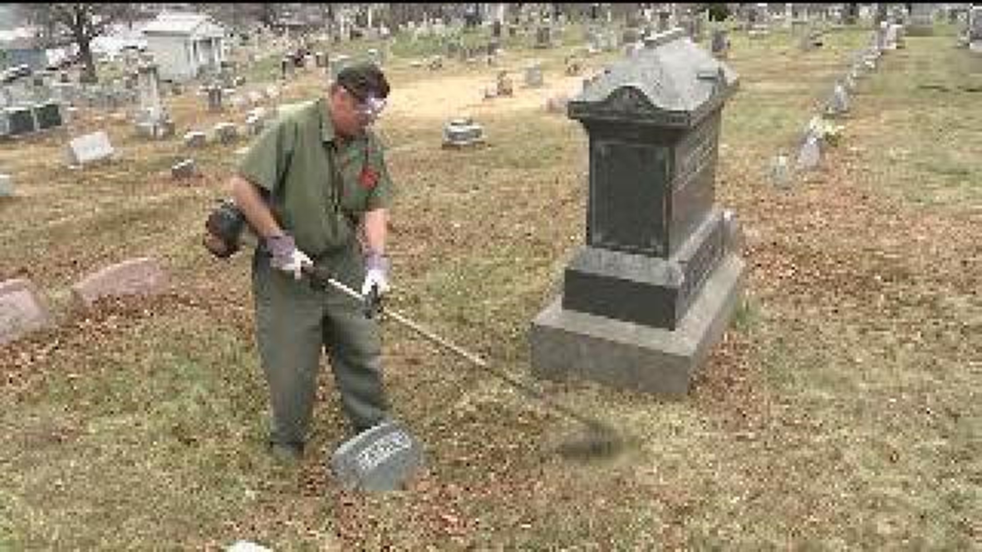Volunteers Cleaning Up A Cemetery