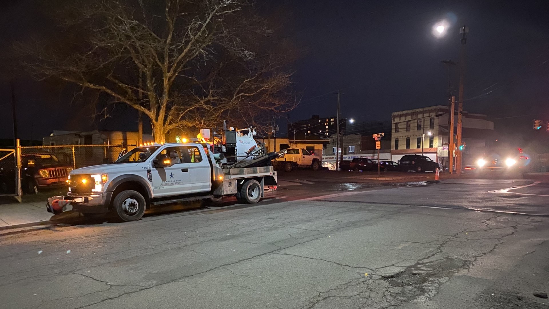 The break happened around 7:45 p.m. at South Main and Hanover Streets in Wilkes-Barre.