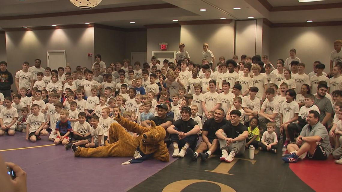 PSU National Champions Brooks, Starocci Help Lead Impact Athlete Wrestling Clinic in Scranton