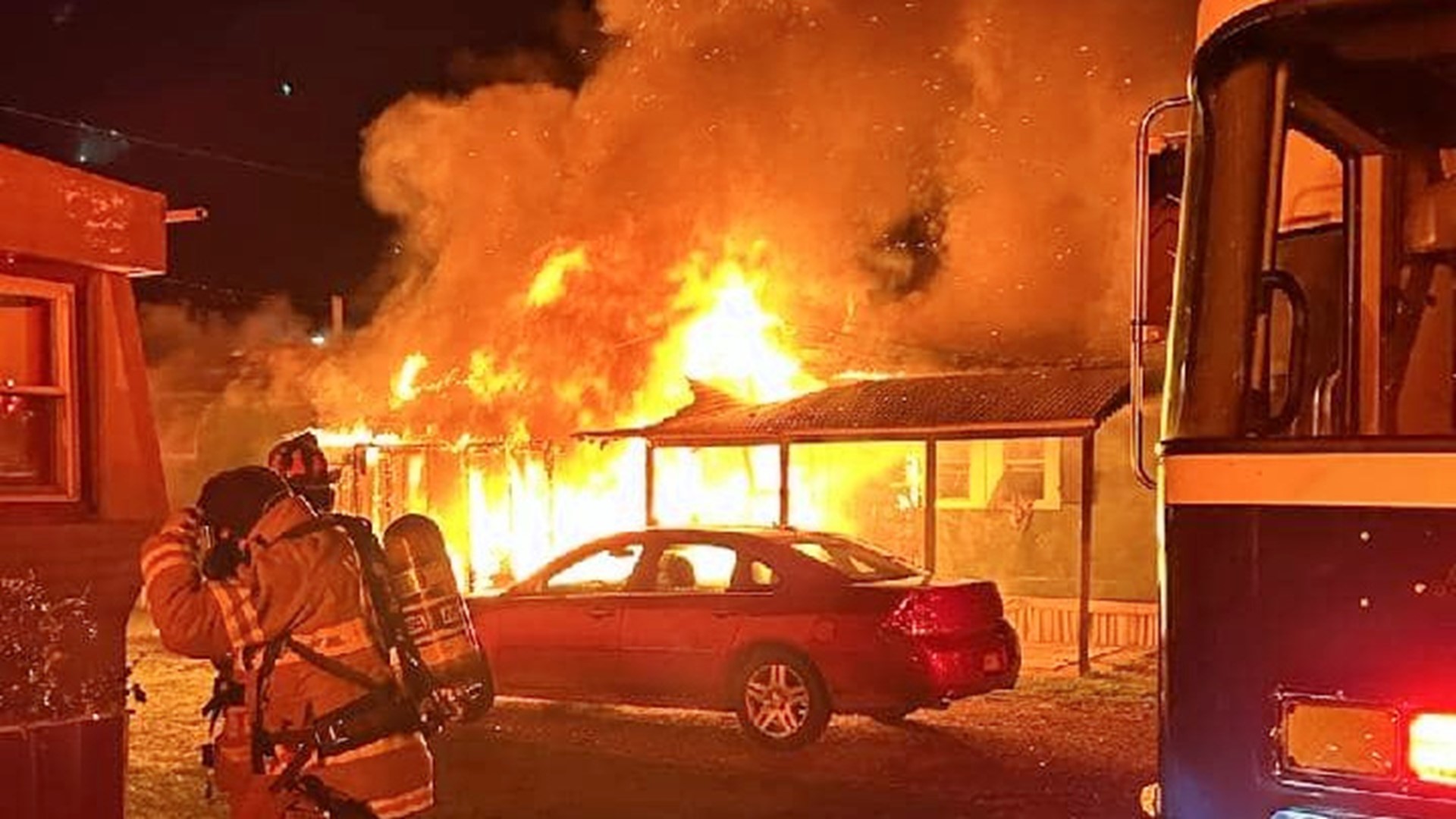 Flames gutted the place in Wolf Township around 8:30 p.m. Wednesday.