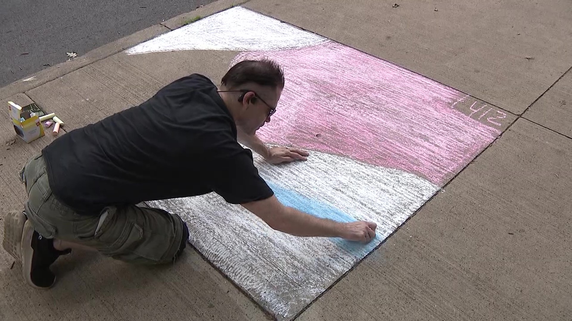 Artists of all skill levels are participating in the Lewisburg Sidewalk Chalk Festival.