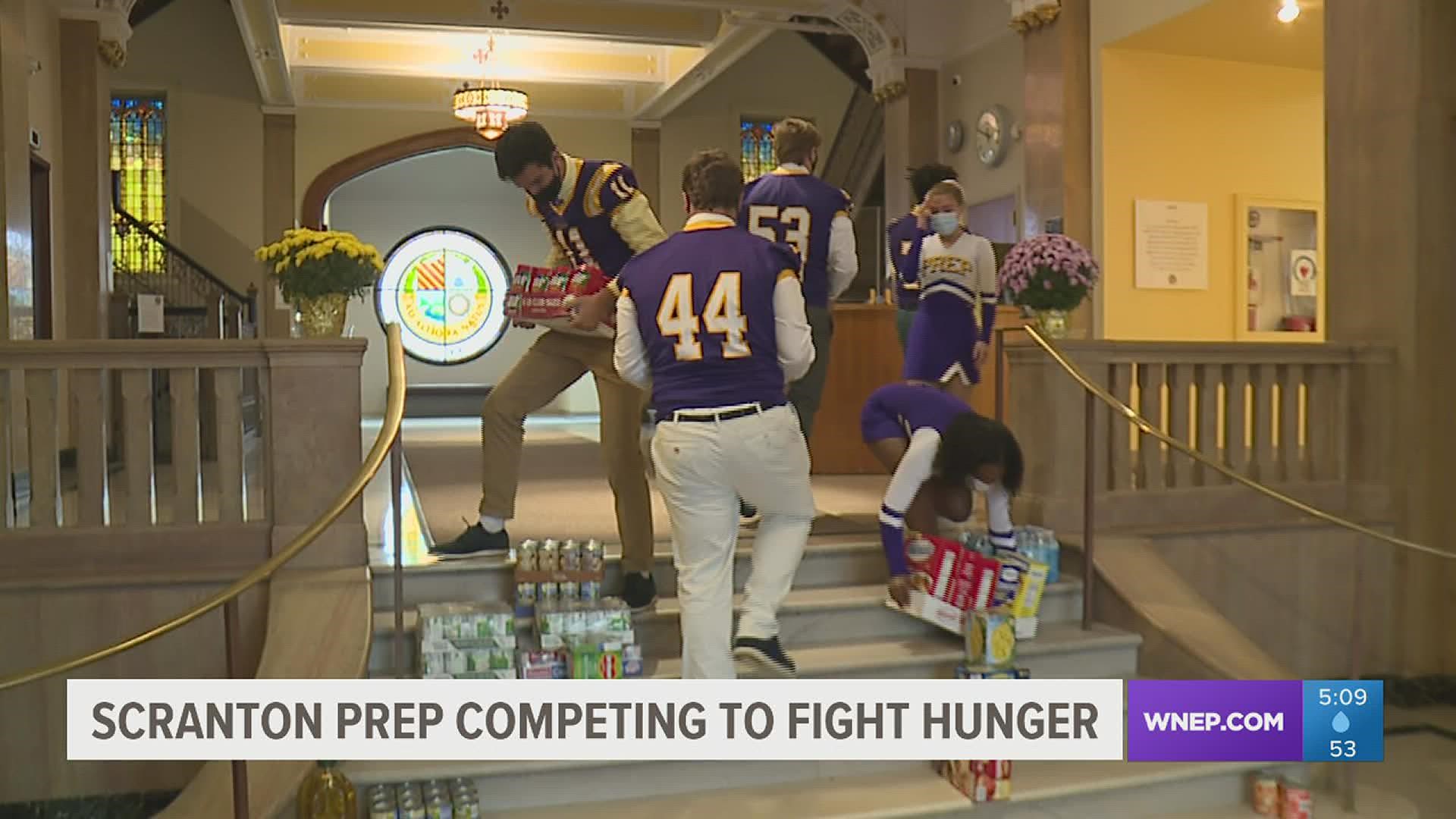 Students at Scranton Prep are competing against 14 other schools in a food drive to combat hunger.