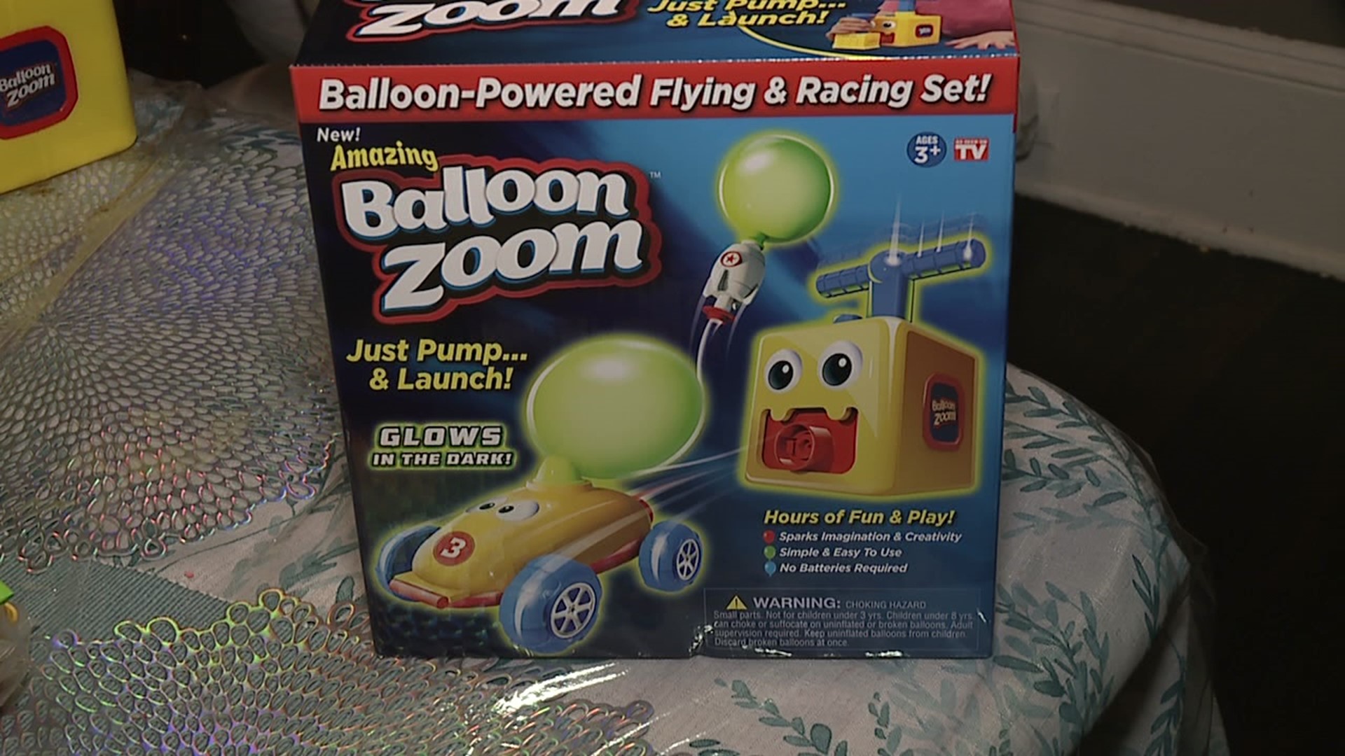 The maker claims Balloon Zoom is an amazing, balloon-powered flying and racing toy set.