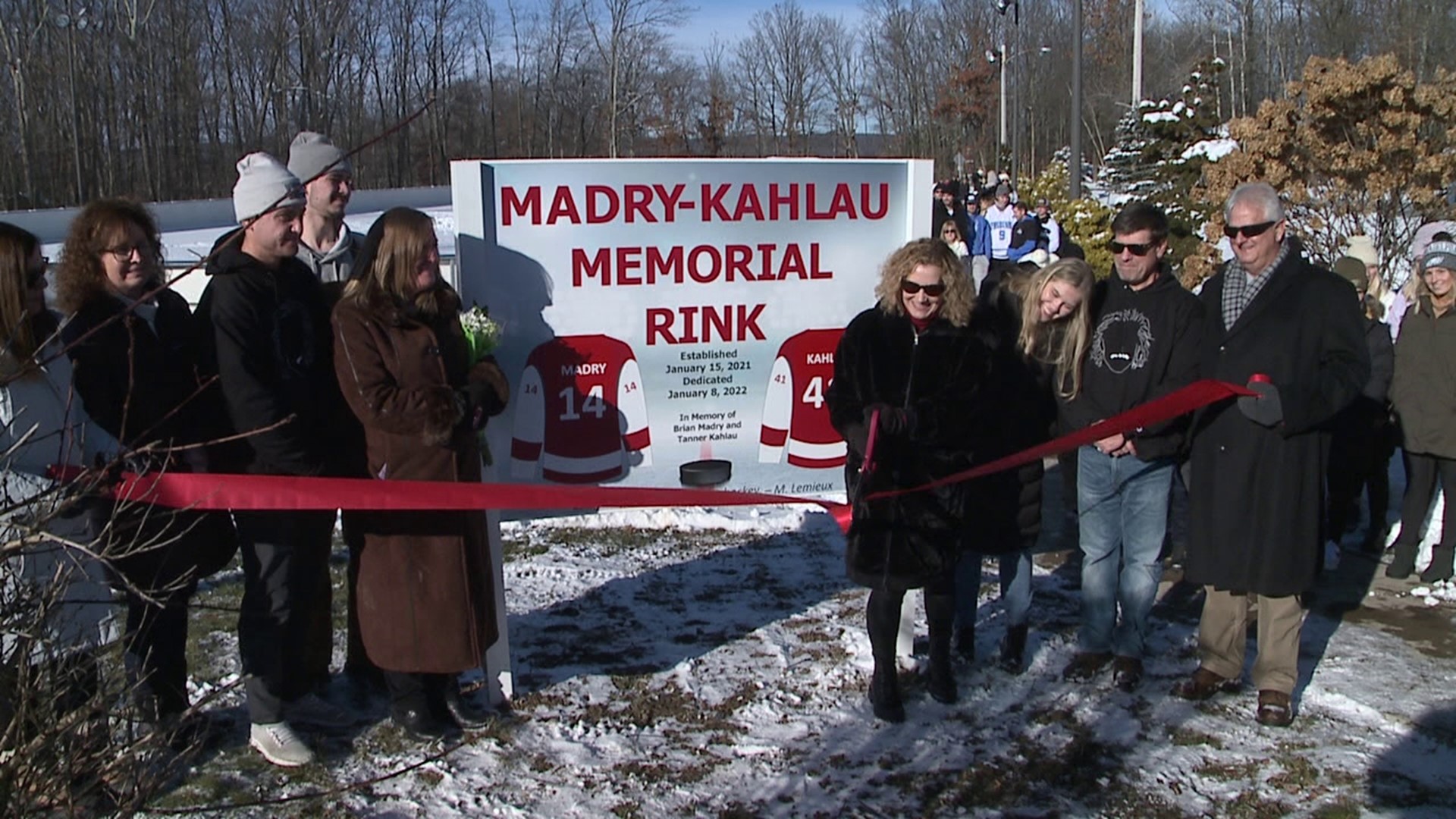 The memorial took place at the ice rink in Wright Township at 2 p.m. on Saturday.