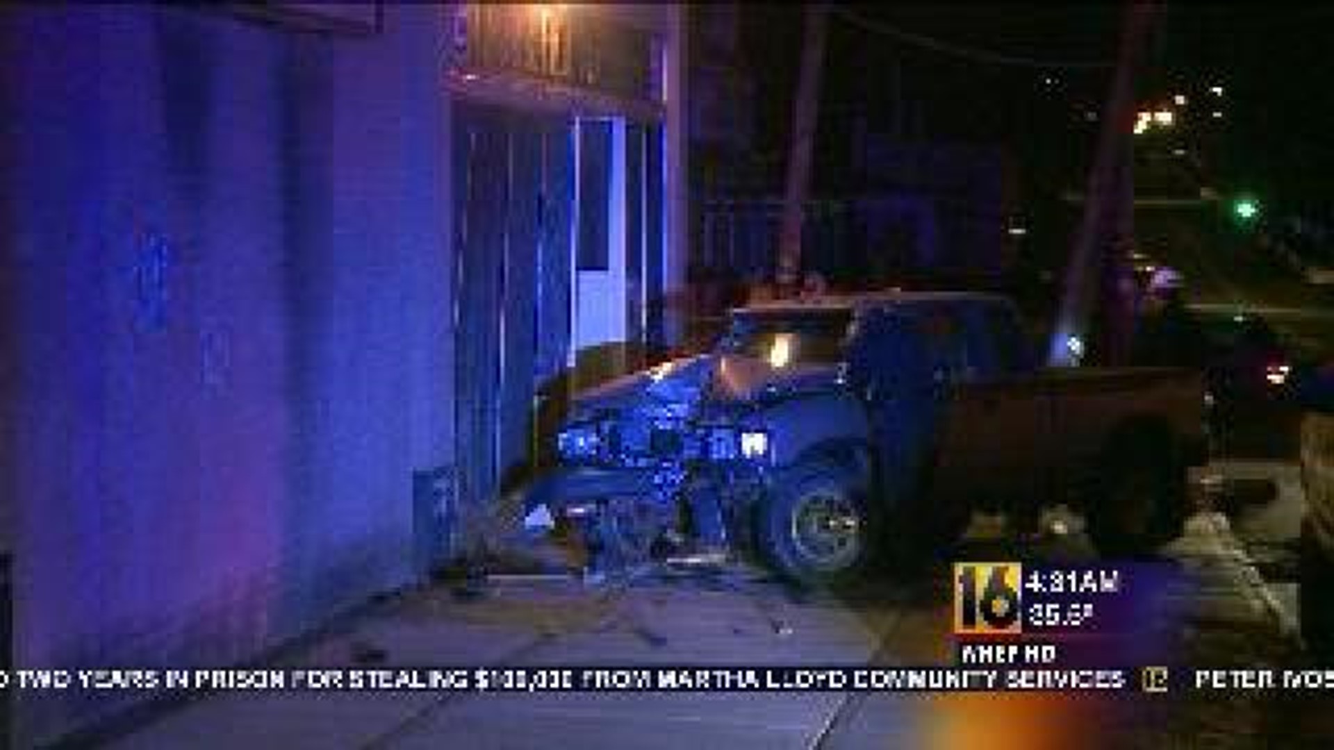 Driver Runs After Truck Slams Into Building