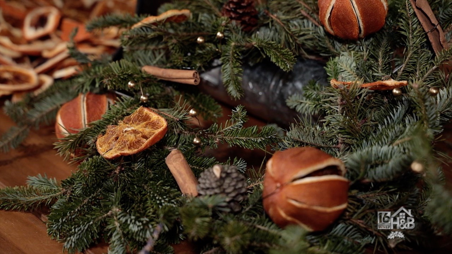 Create This Dried Orange and Cinnamon Stick Fragrant Live Wreath