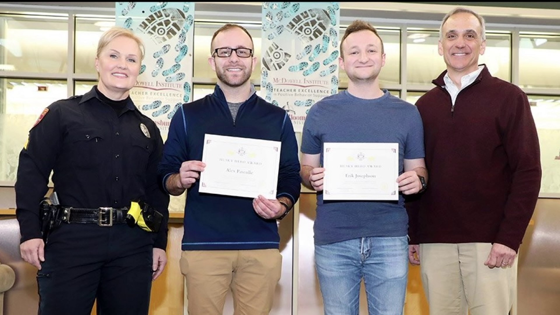 Two students, who are also EMTs, sprang into action when a fellow student had a series of seizures.