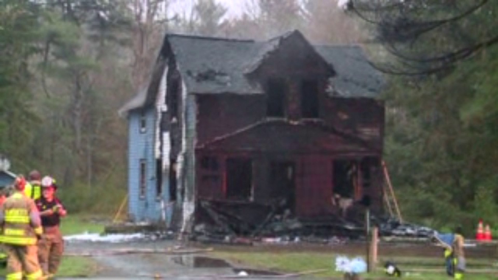 Flames broke out at the home near Canadensis around early Monday.