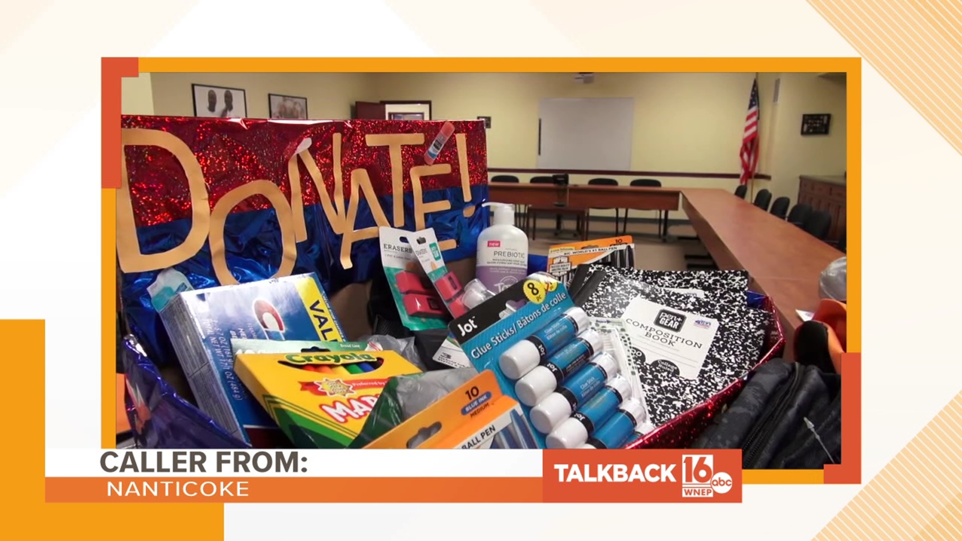 Callers give some feedback on a recent school supply drive.