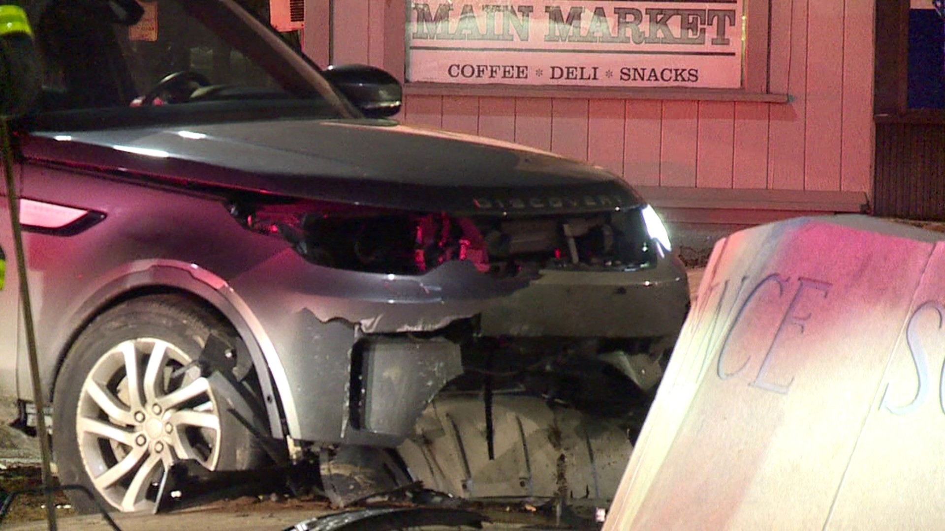 The driver crashed right into the planter on Providence Square before taking off just before 4 a.m. Saturday.