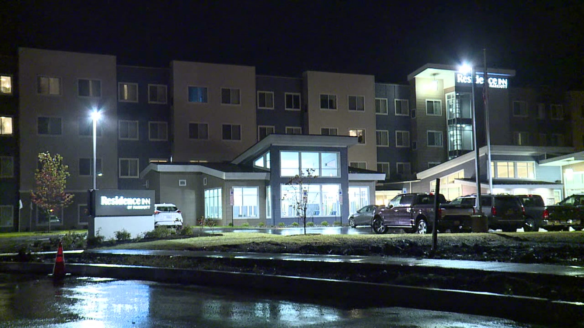 He stabbed the woman inside the Residence Inn near Wilkes-Barre.