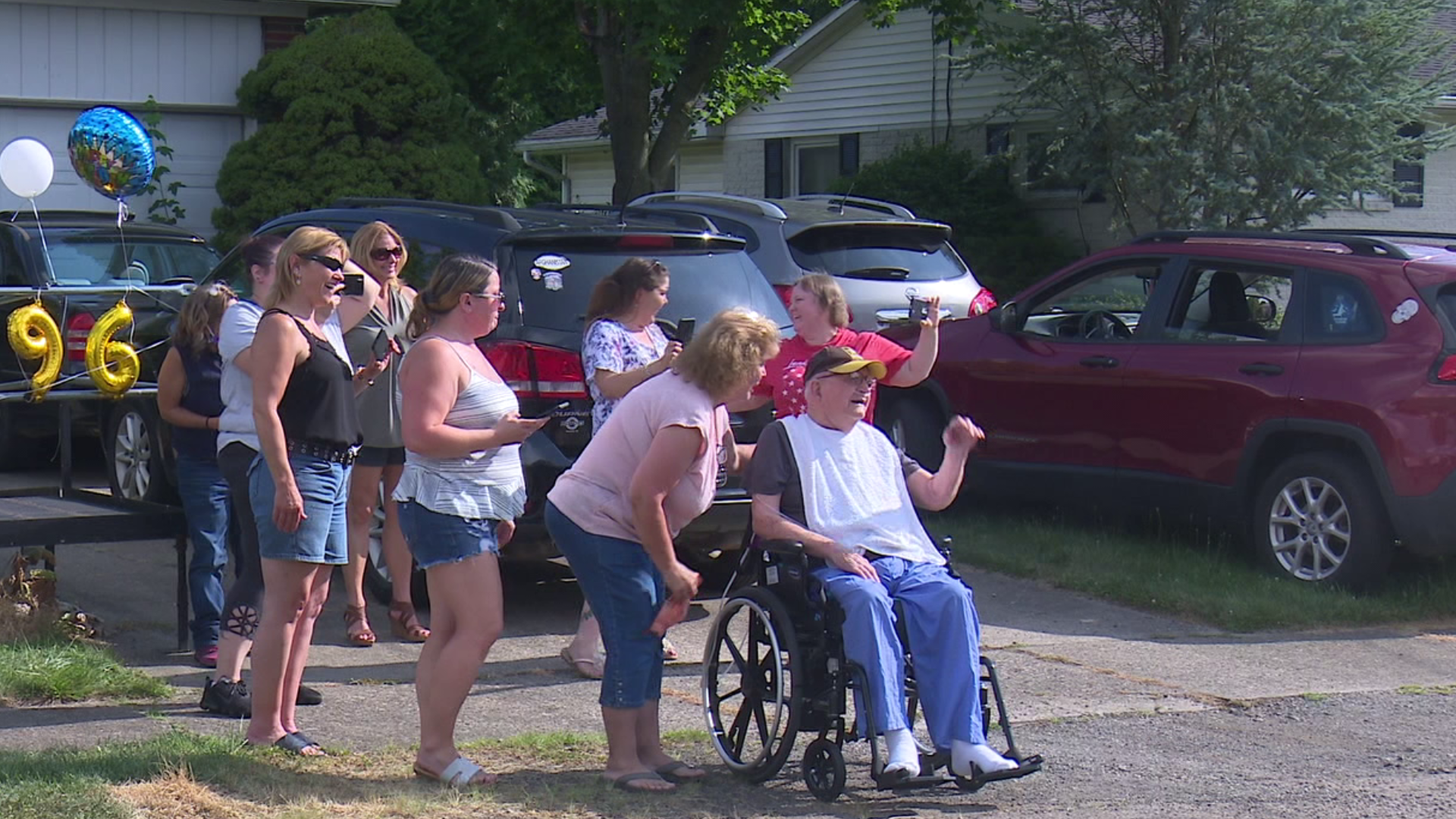 Dozens of people came out to celebrate the vet's big day.