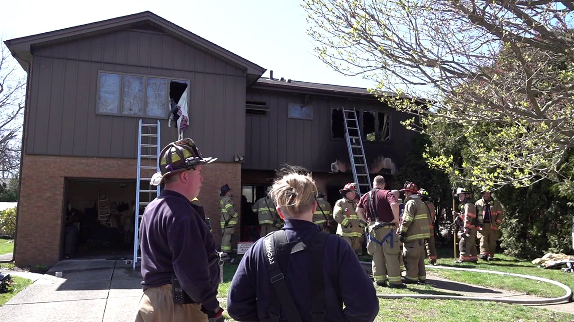 Flames broke out at a home along Butler Street in Kingston borough shortly after 1 p.m. Sunday.