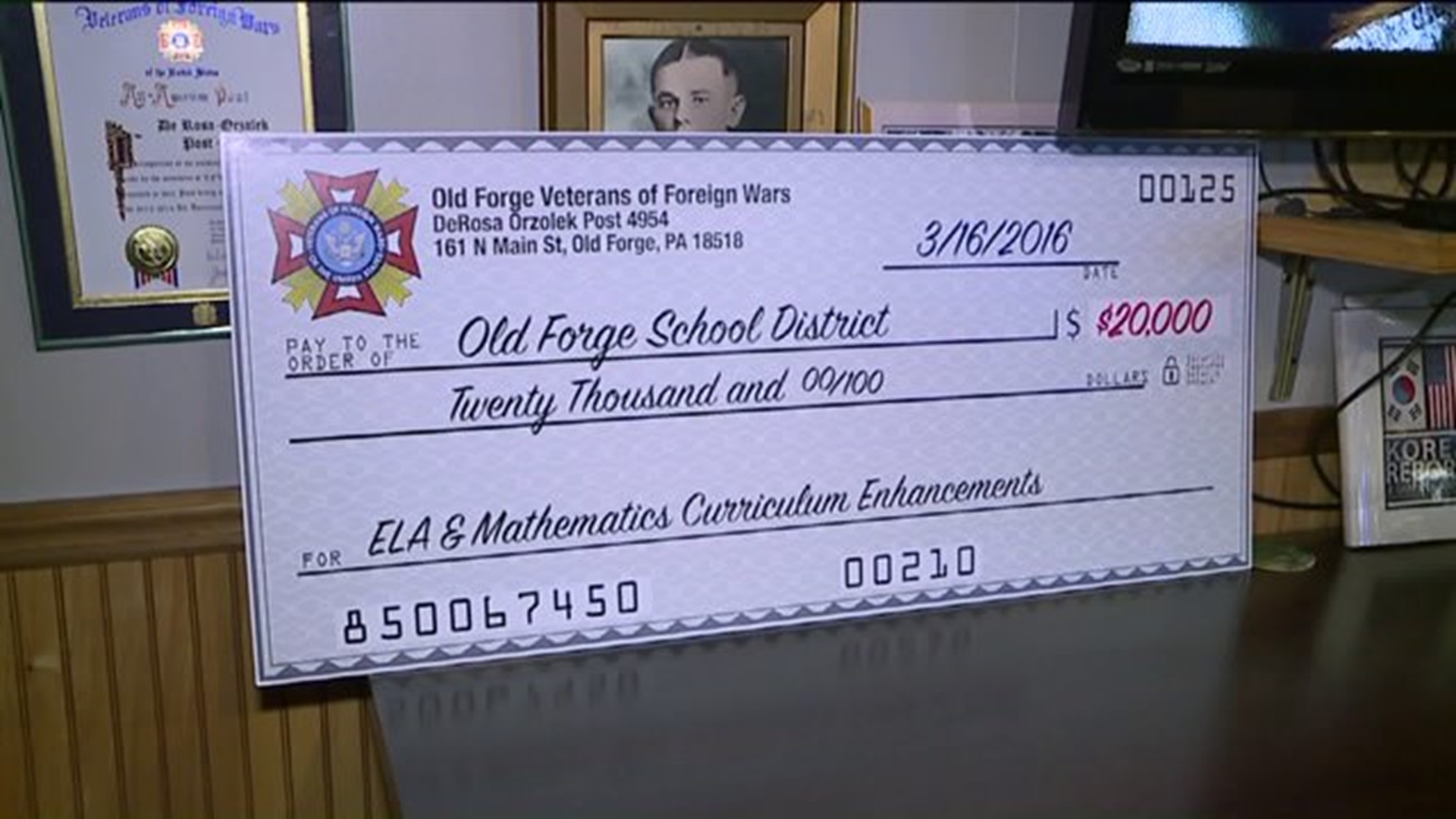 Old Forge VFW Donations Benefit School District