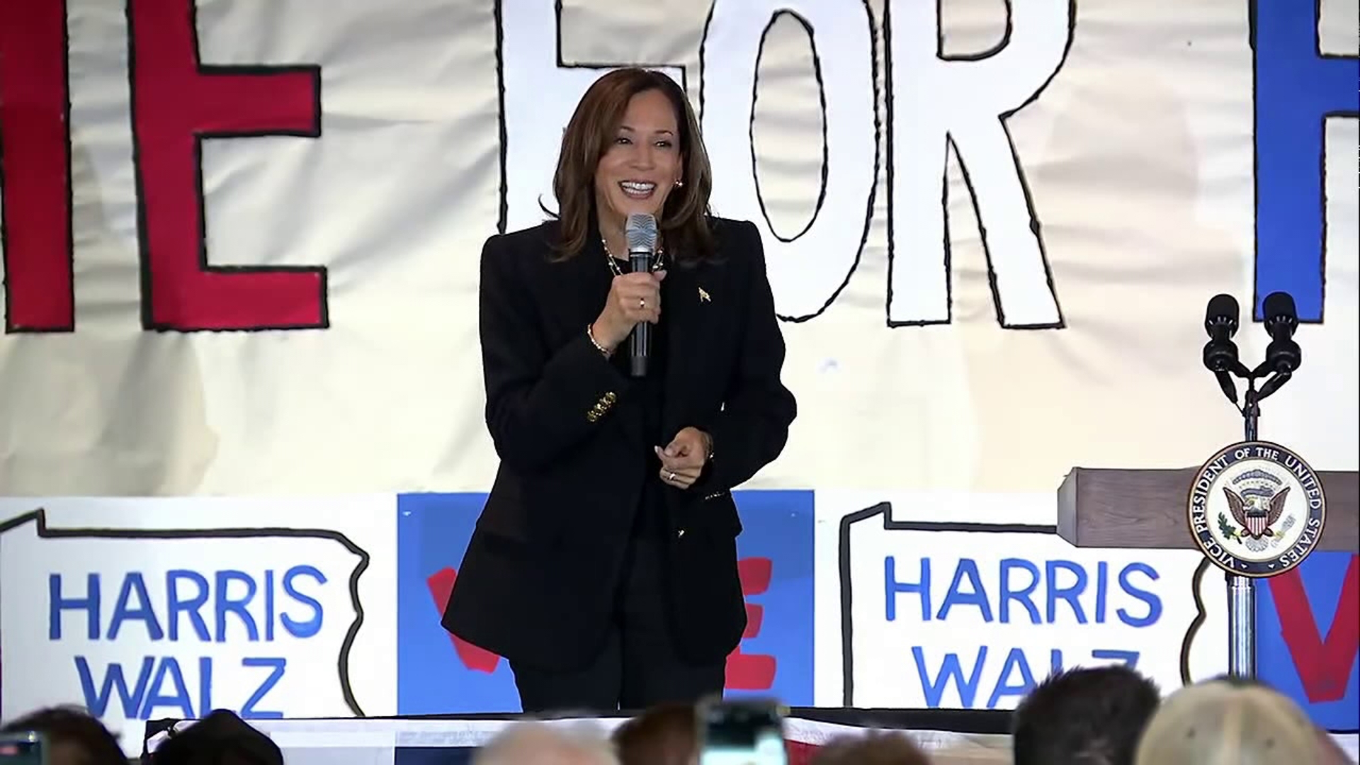 Vice President Kamala Harris started Monday crisscrossing the state in Scranton, looking to drum up support in President Joe Biden's birthplace.