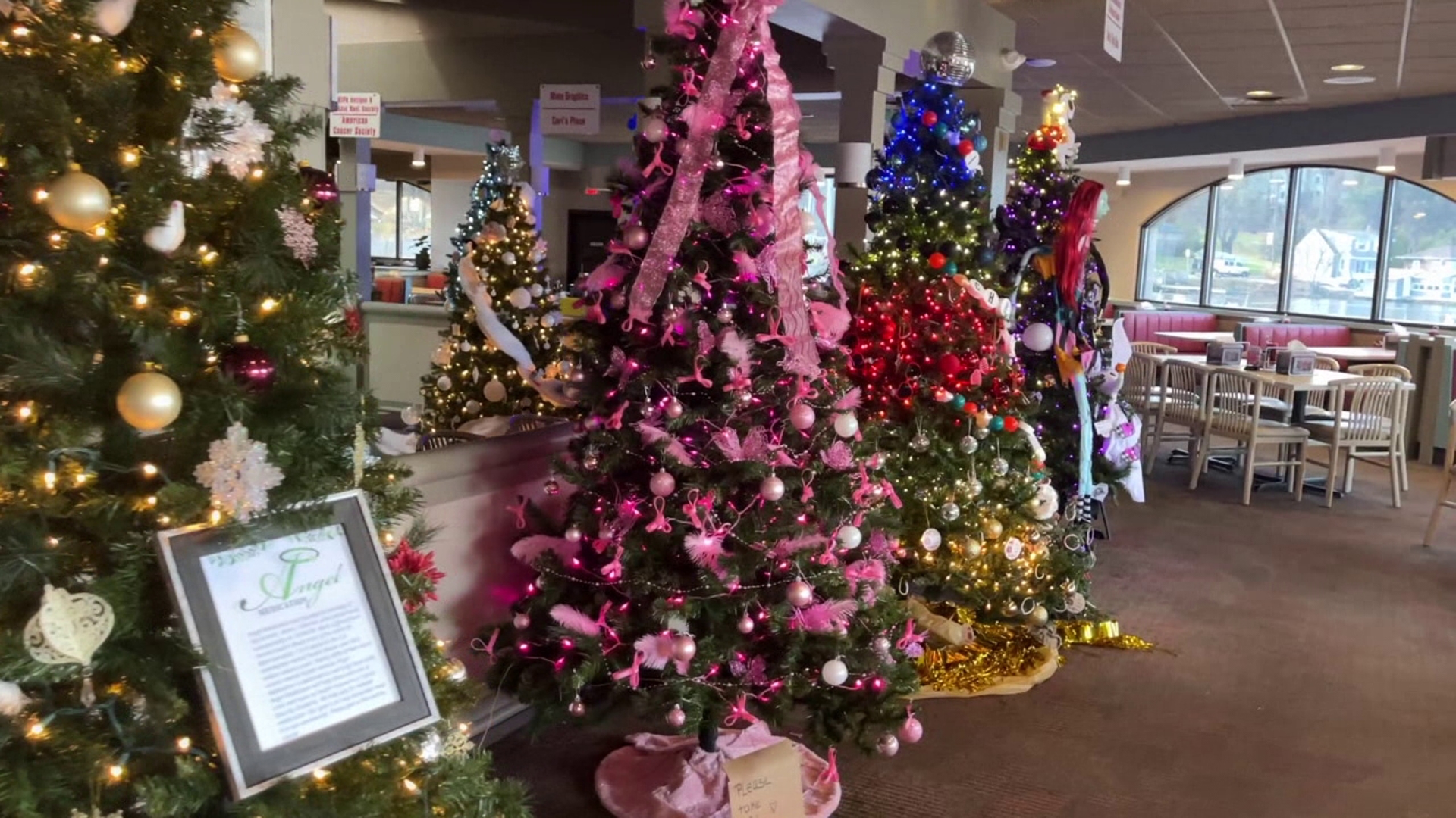 Grotto Pizza in Harveys Lake is in the holiday spirit, featuring dozens of trees, each supporting a different charity 