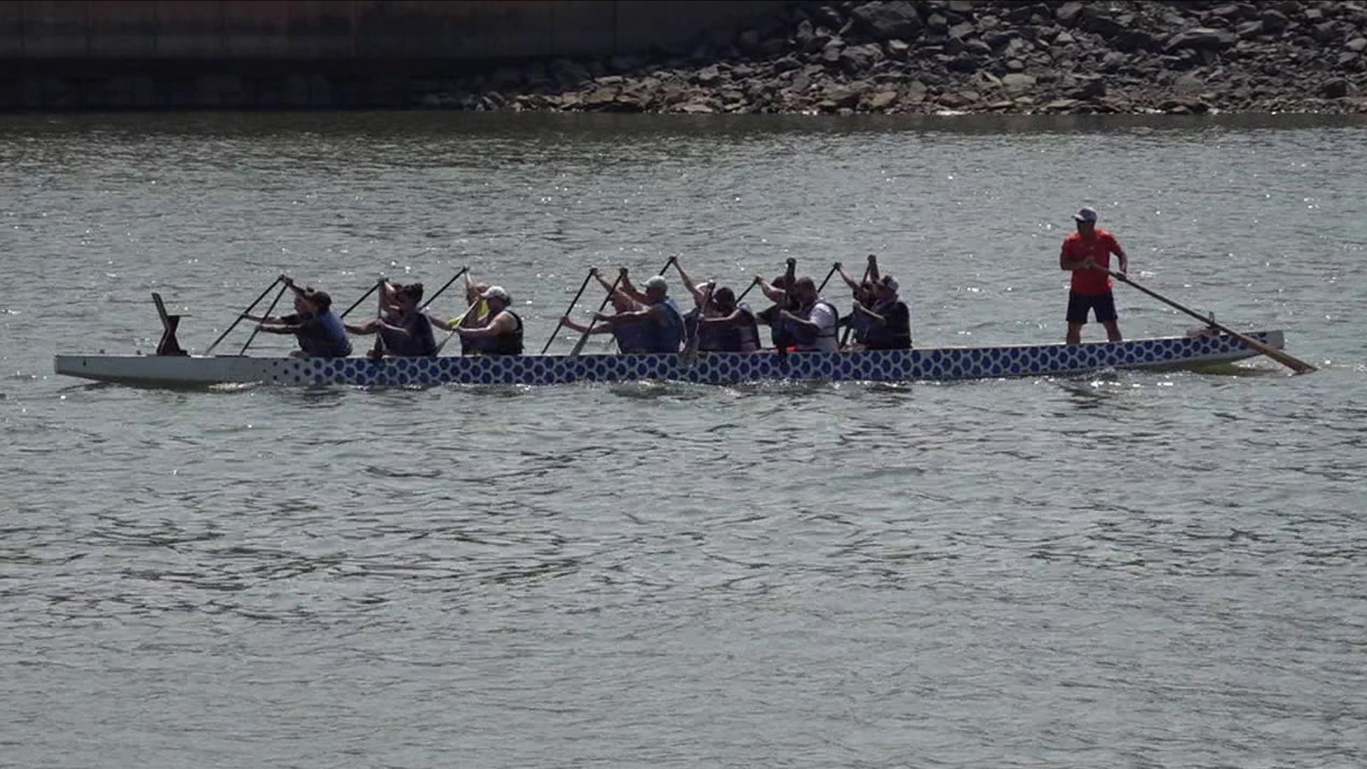 Teams practiced for the annual Dragon Boat Races at Nesbitt Park on Saturday in preparation for the big day on Sunday. 