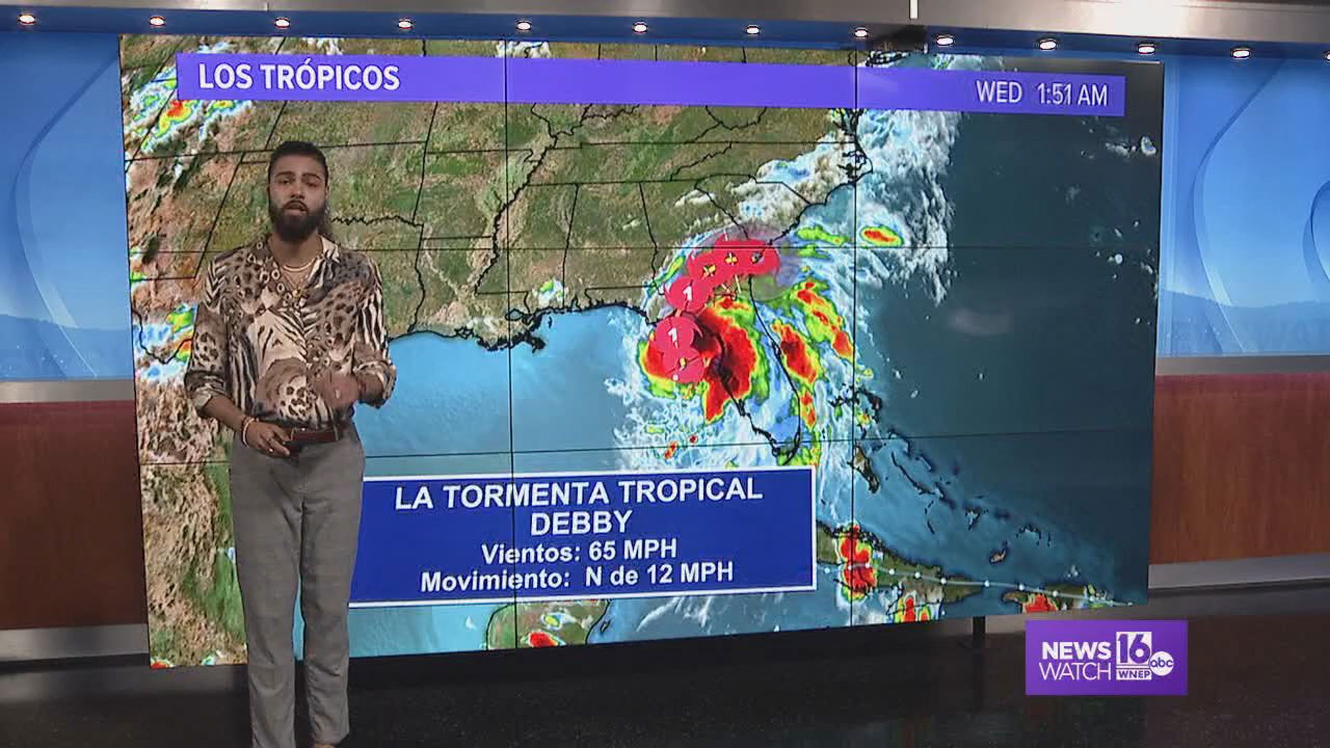 La tormenta tropical Debby tocará tierra en Florida, y podría afectar nuestro pronóstico para finales de la próxima semana.