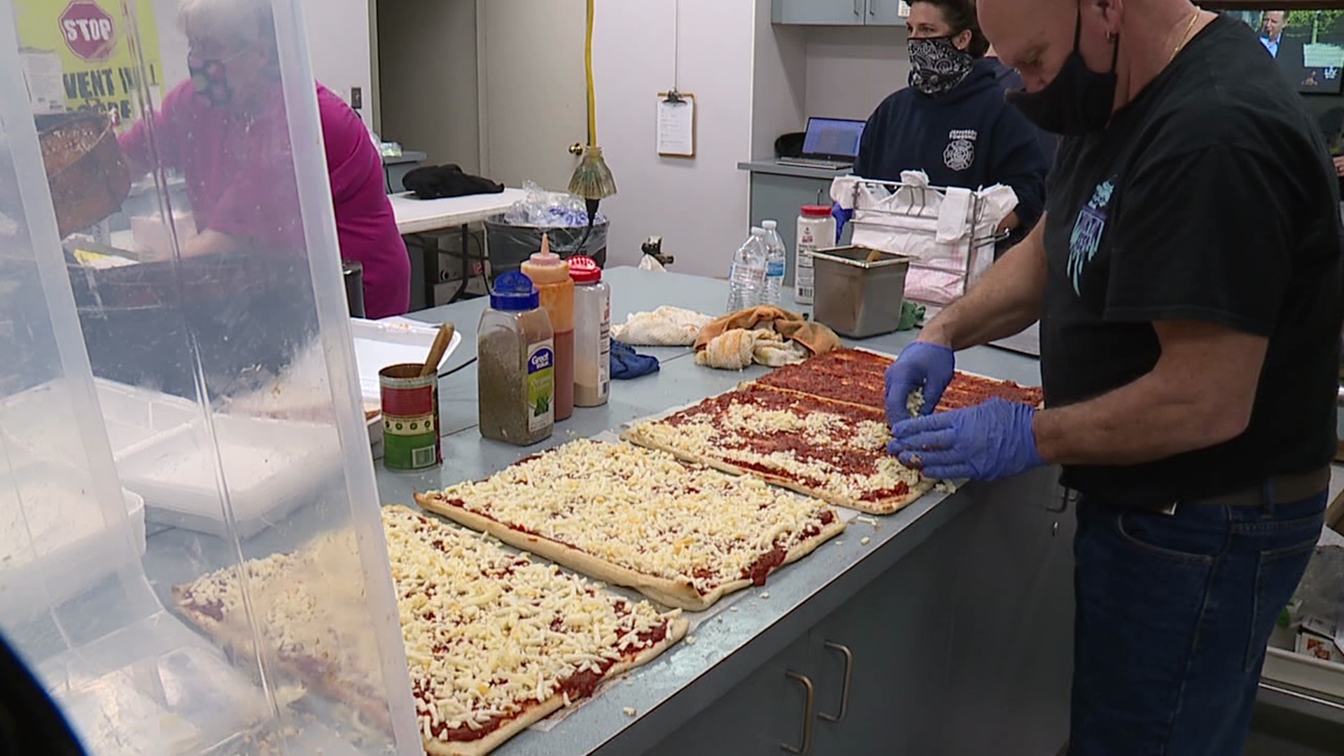 The Jefferson Township Volunteer Fire Company and Pizza L'Oven made sure football fans didn't go hungry during the big game.