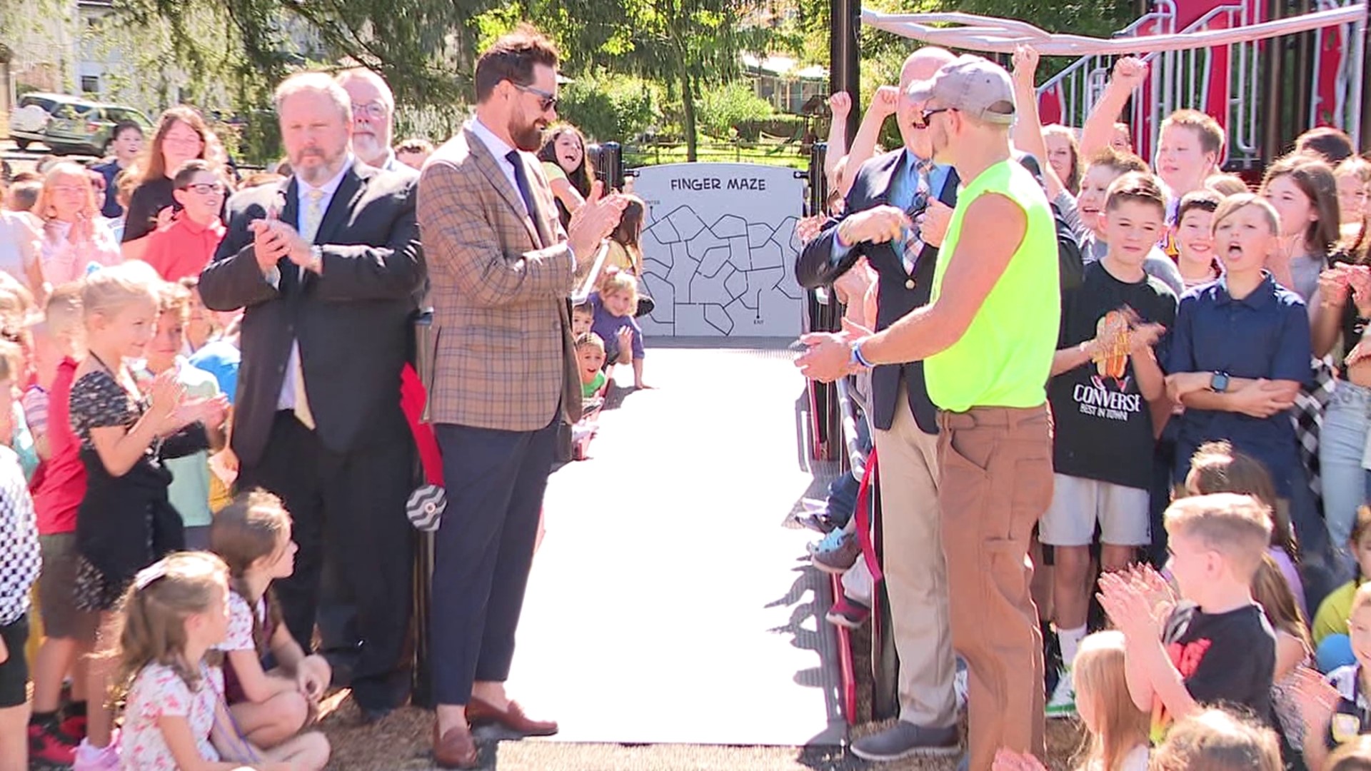 As the ribbon was cut to the new playground, the first day of school got a whole lot better for students at Lackawanna trail Elementary.