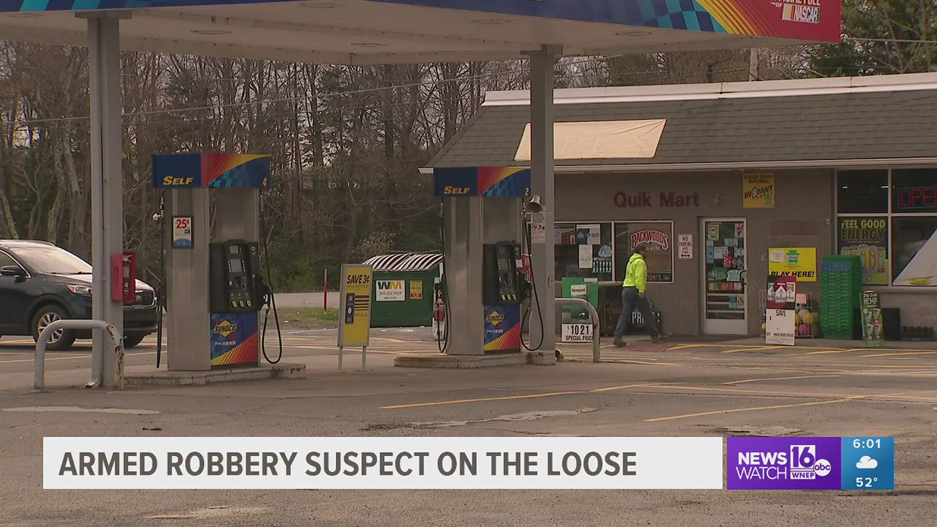 A robber got cash from the Sunoco on Route 611 Sunday night.