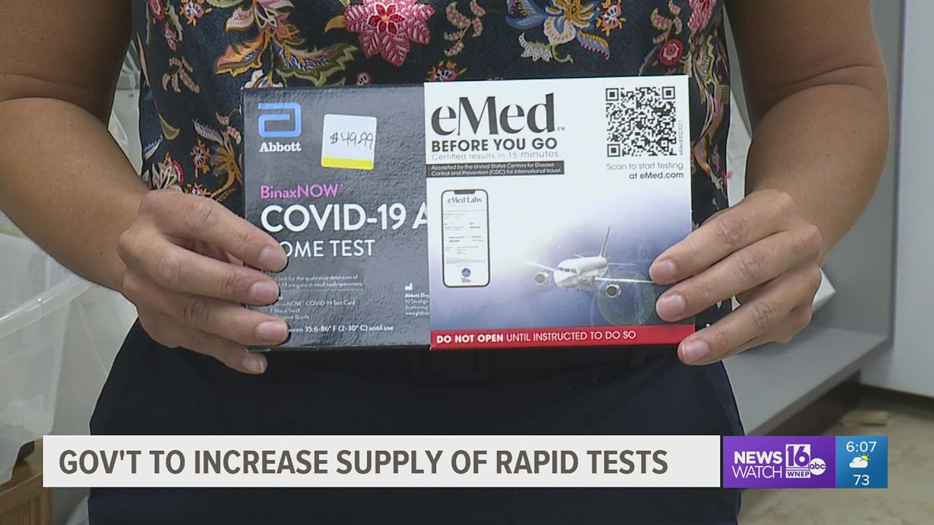 The White House announced this week it plans to increase the supply of the at-home tests to 200 million per month by December.