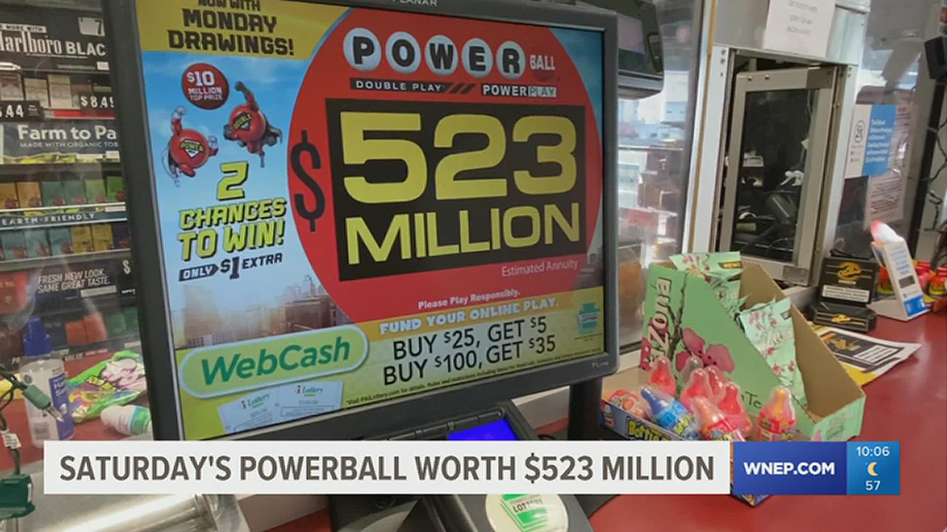 Saturday's Powerball drawing is worth over $500 million.