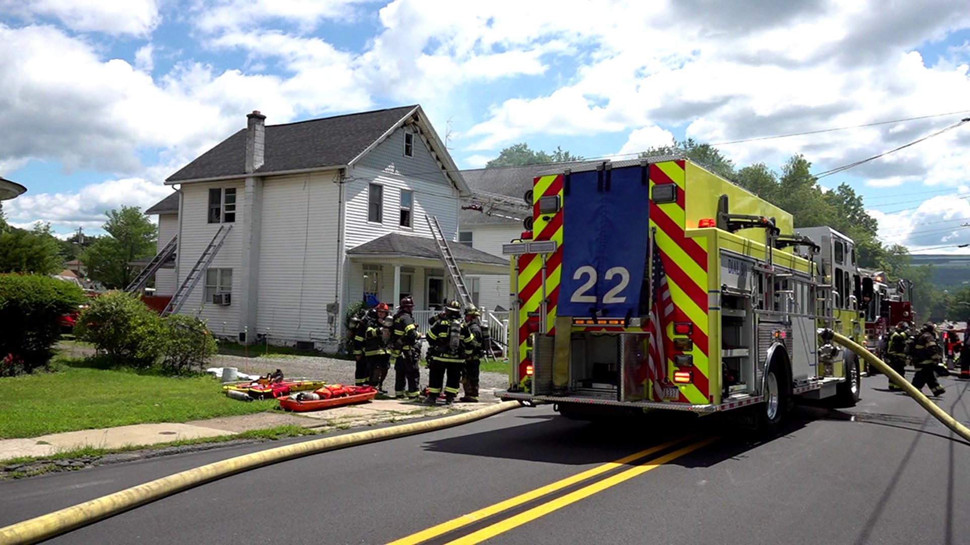 Flames sparked at a home along Keystone Avenue in Blakely just before 12 p.m. Sunday.