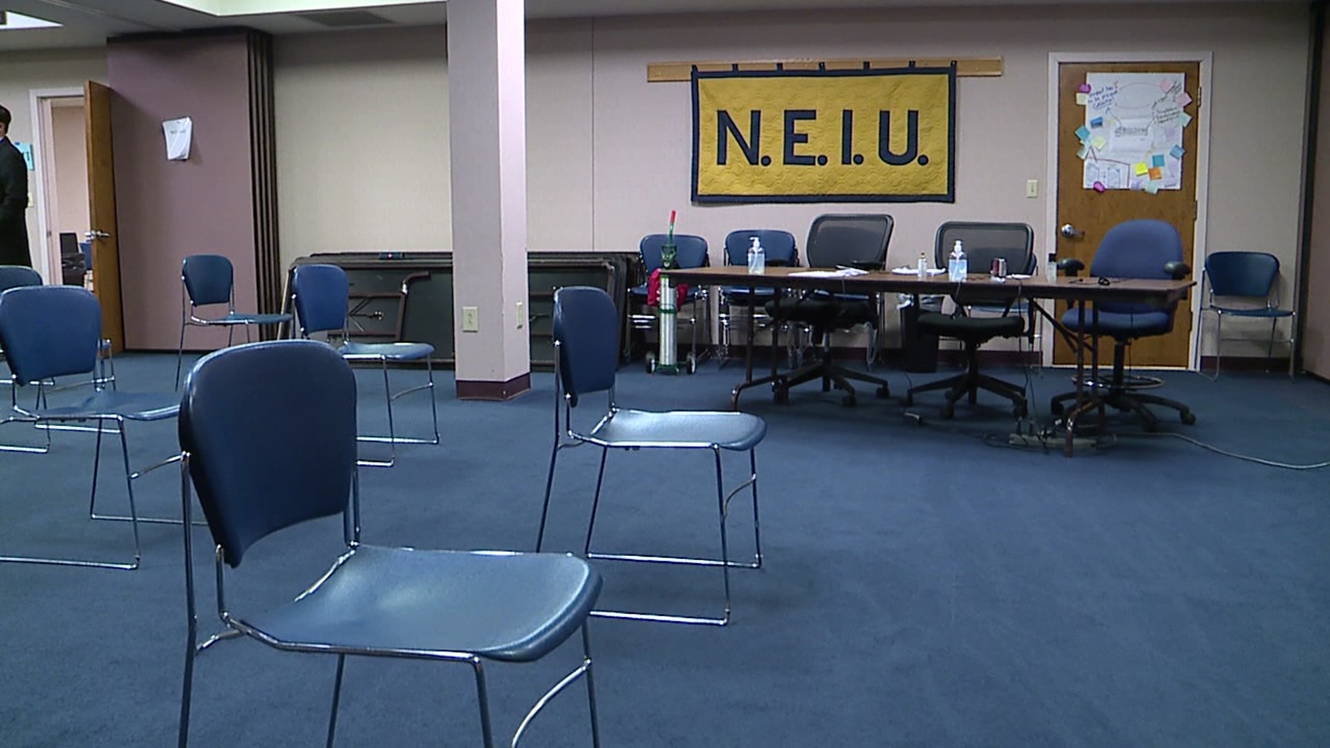 A room at the NEIU 19 in Archbald was filled Monday with teachers, bus drivers, school maintenance staff anyone who works in a school setting and wants the vaccine.