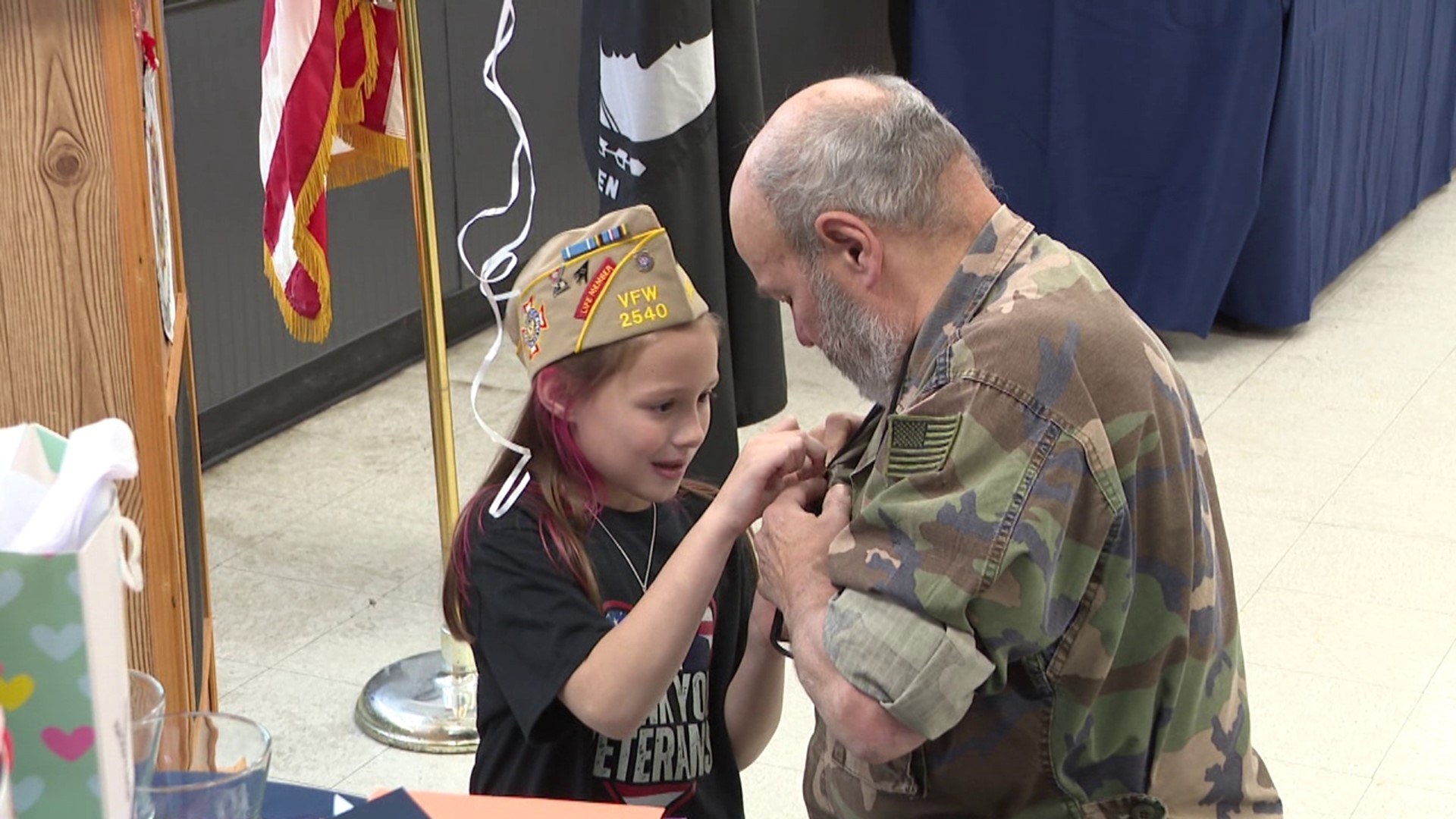 A nine-year-old girl holds celebration for veterans in the area instead of having a birthday party.