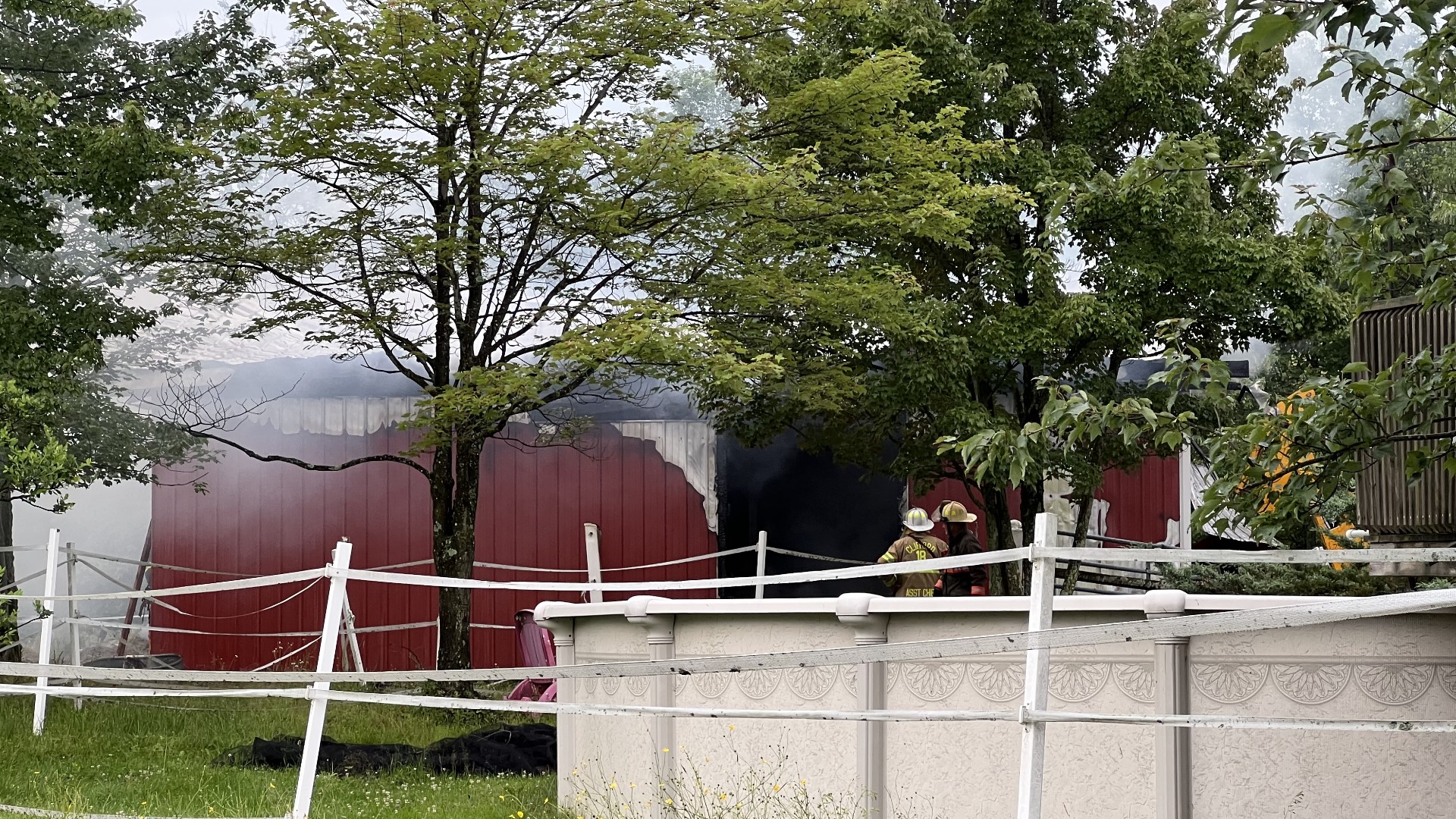 There was hay and other equipment inside, all of it is a total loss.