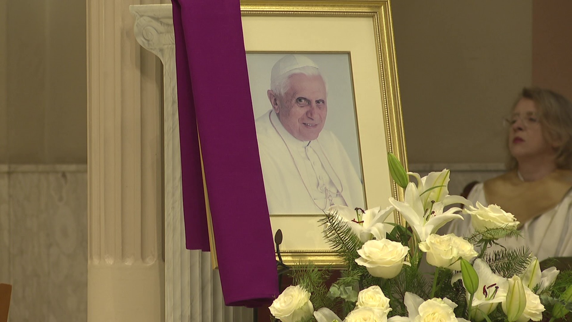 The former pope passed away over the weekend, and the Diocese of Scranton hosted this memorial mass ahead of the funeral at the Vatican.
