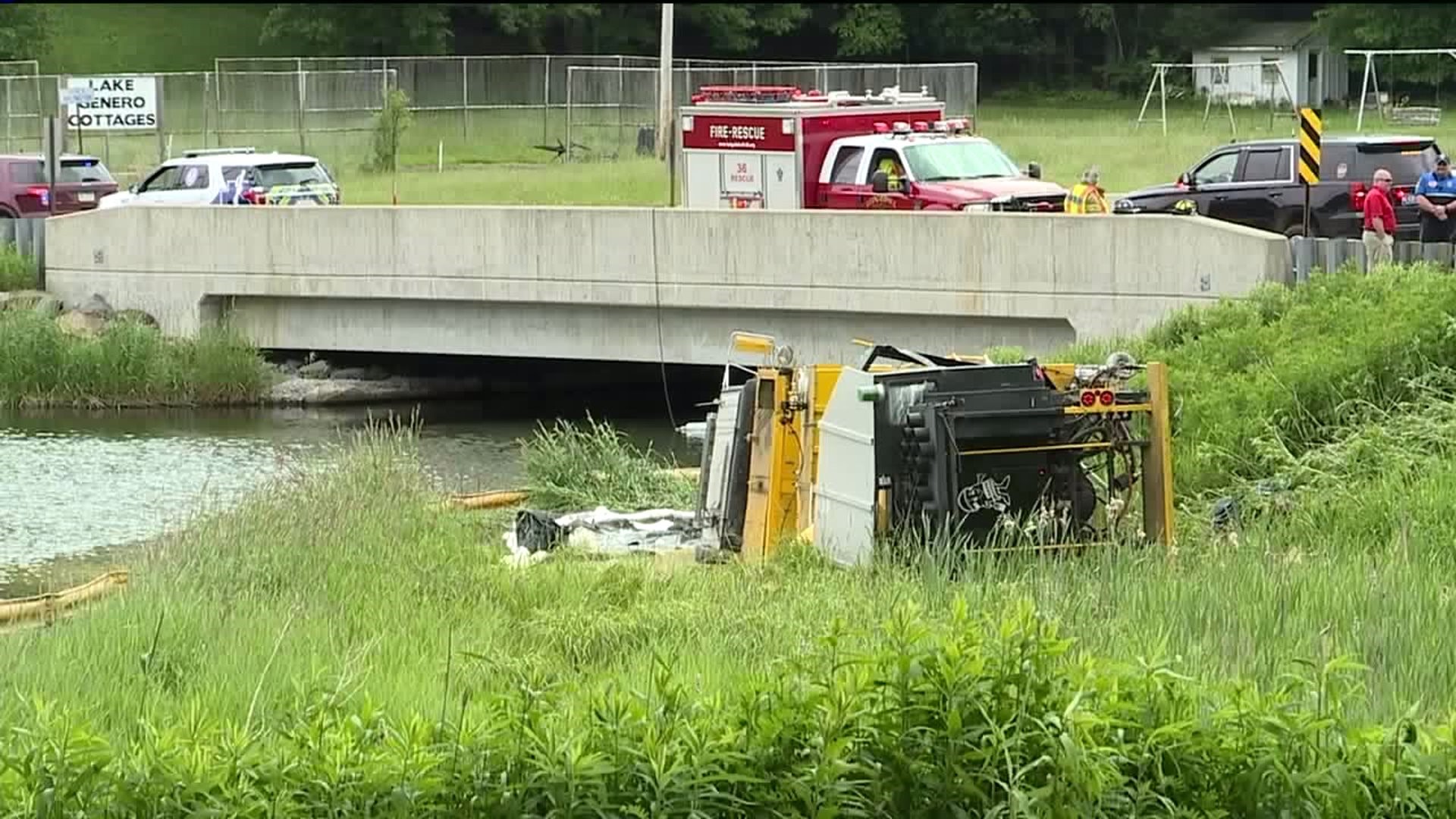 Paint Truck Crashes into Pond at The Hideout in Wayne County