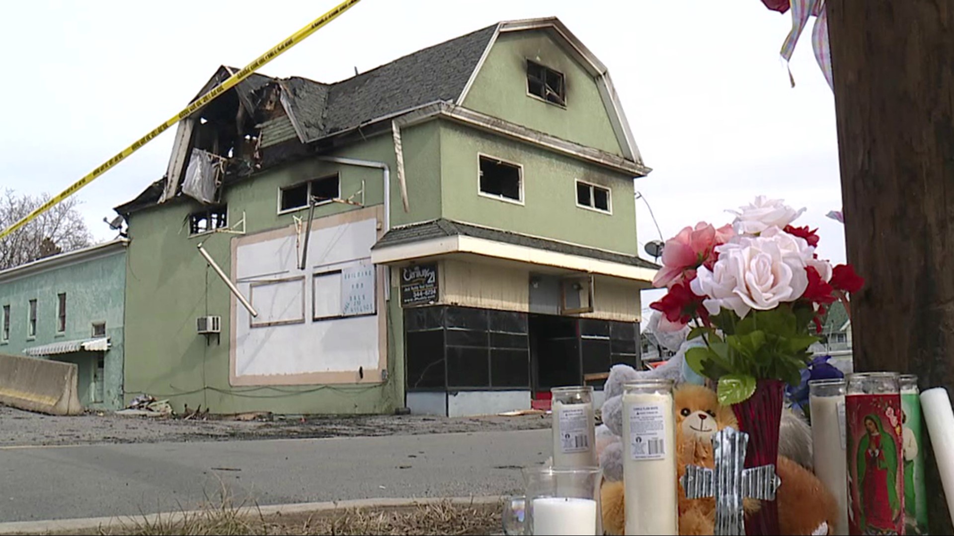 The baby was flown to a hospital in the Lehigh Valley after Monday night's deadly blaze