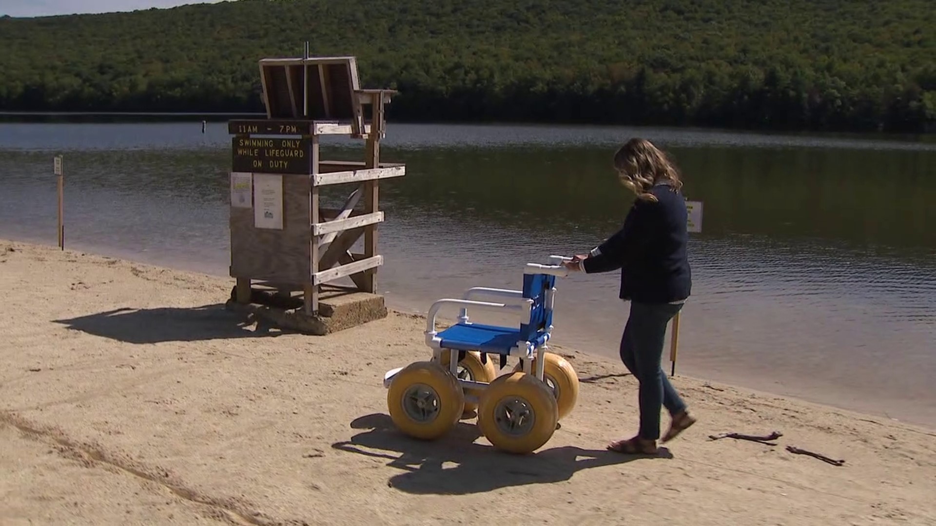 While swimming season may be over, a woman from Carbon County is making sure everyone has access to the beach next season.