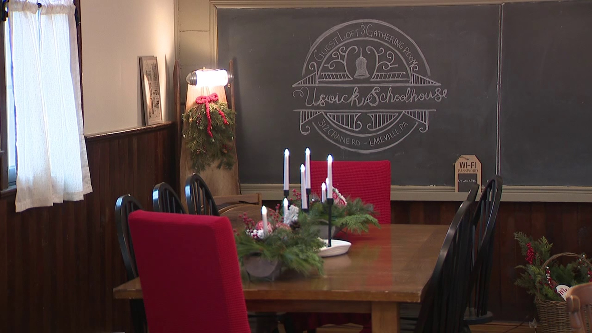 The schoolhouse in Wayne County, which closed in 1943, has been converted into a rental home with a complete kitchen, living, and dining room.