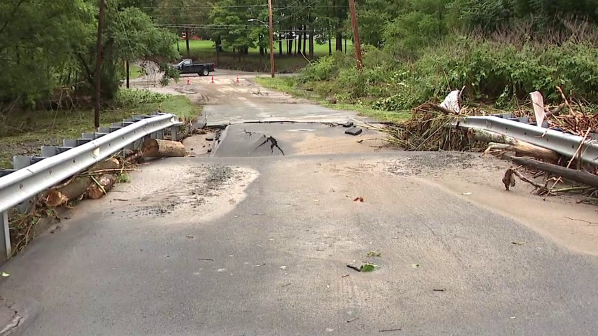 RAW VIDEO Maple Street Bridge in Dalton closed due to flood damage (9
