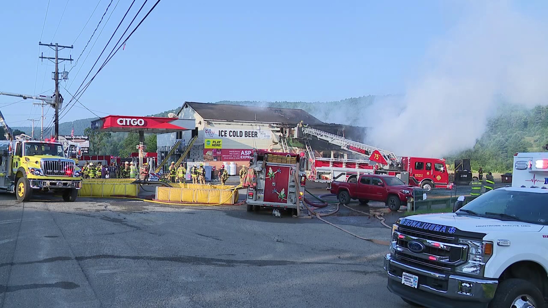 Flames tore through the ASP Expressway along Route 267 in Choconut Township on July 28.