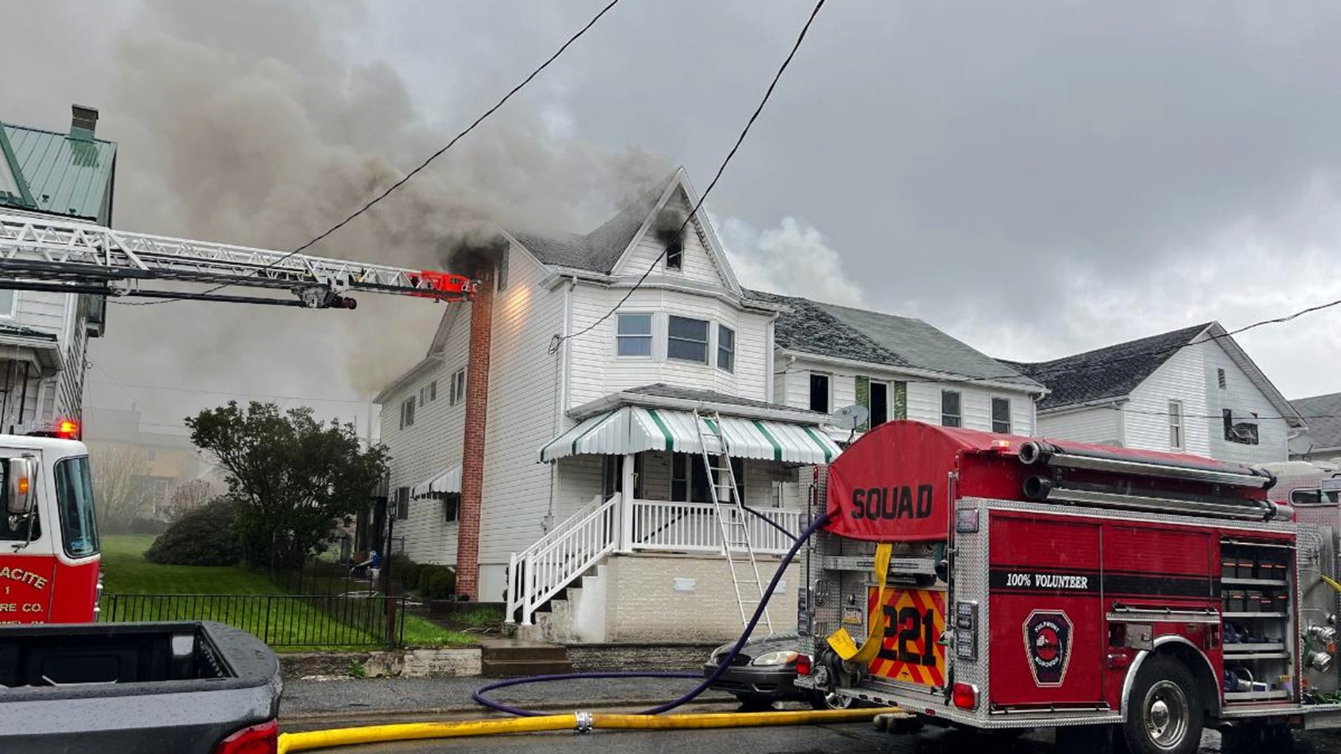 The fire started Friday afternoon on Spruce Street in Kulpmont.