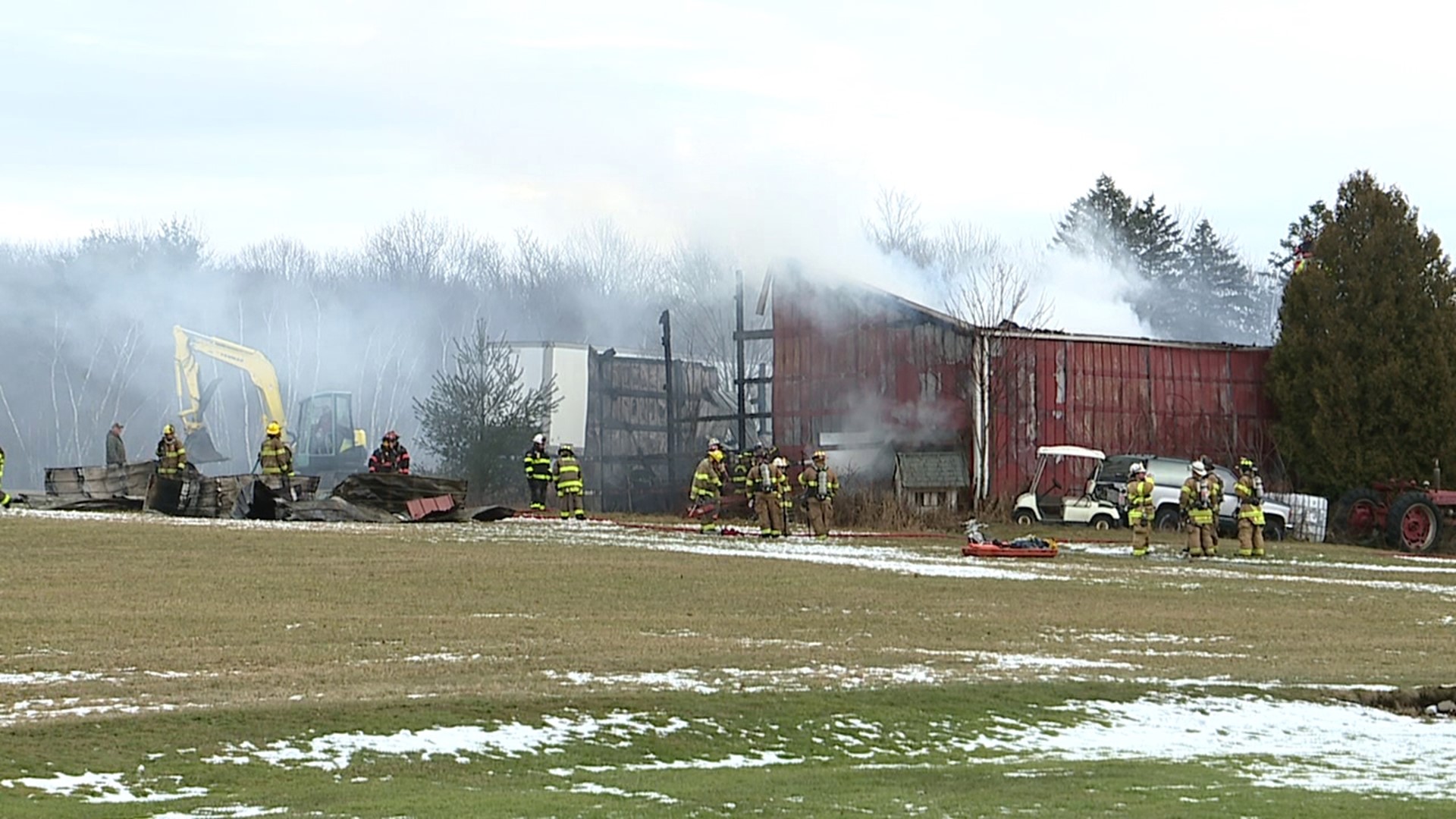 Flames broke out at the place around 1 p.m. Sunday afternoon in Jefferson Township.
