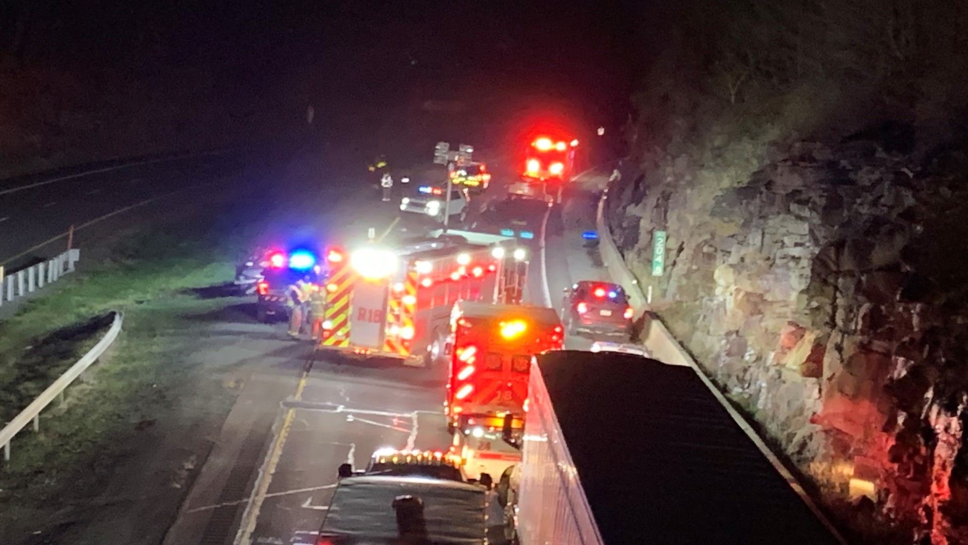 All lanes were closed on Interstate 81 South around 9 p.m. on Saturday.