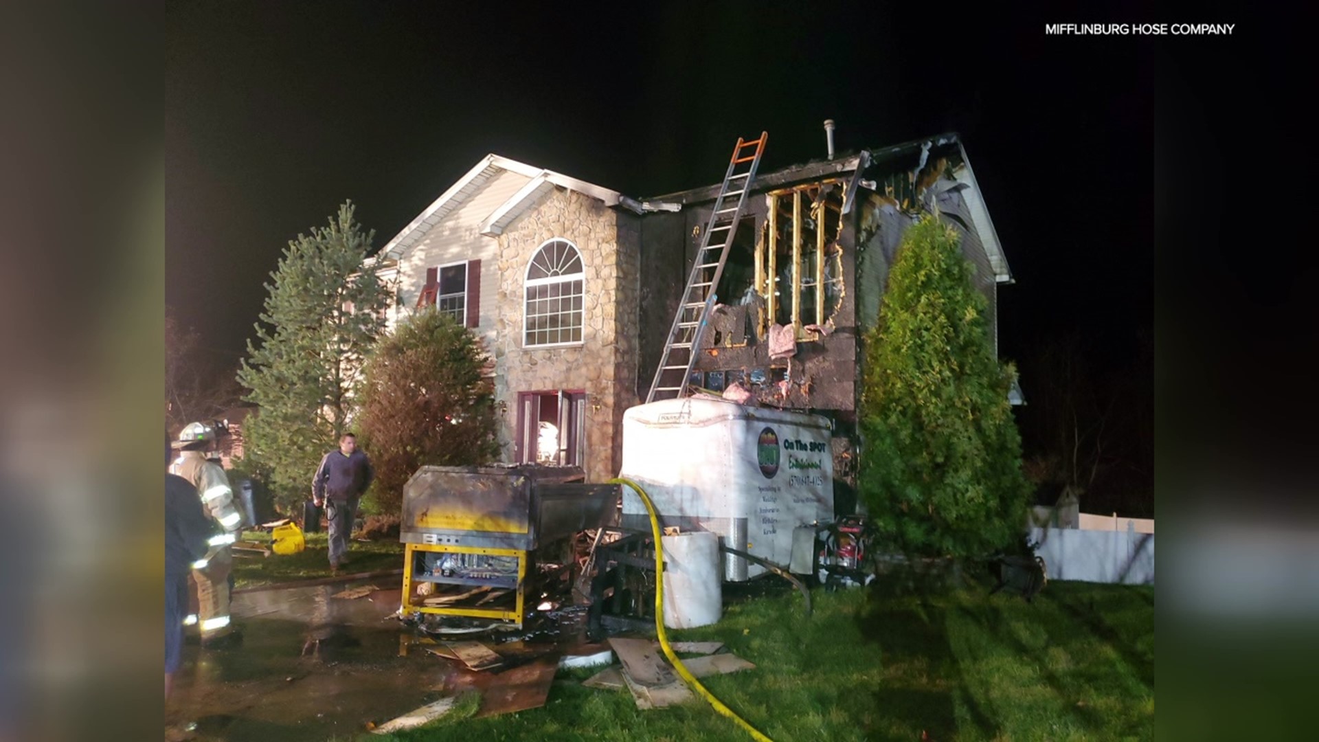 Officials say a machine in the garage started the fire in Mifflinburg.
