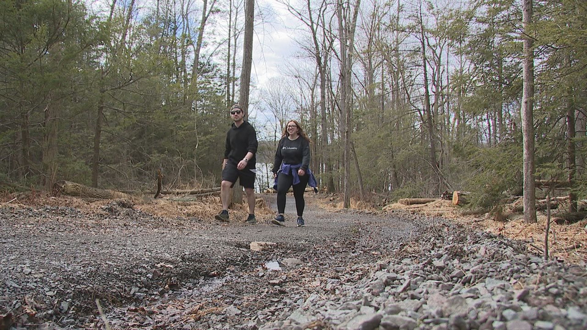 Plenty of people took advantage of the warmer temps by using the trail around Lake Scranton for some exercise.