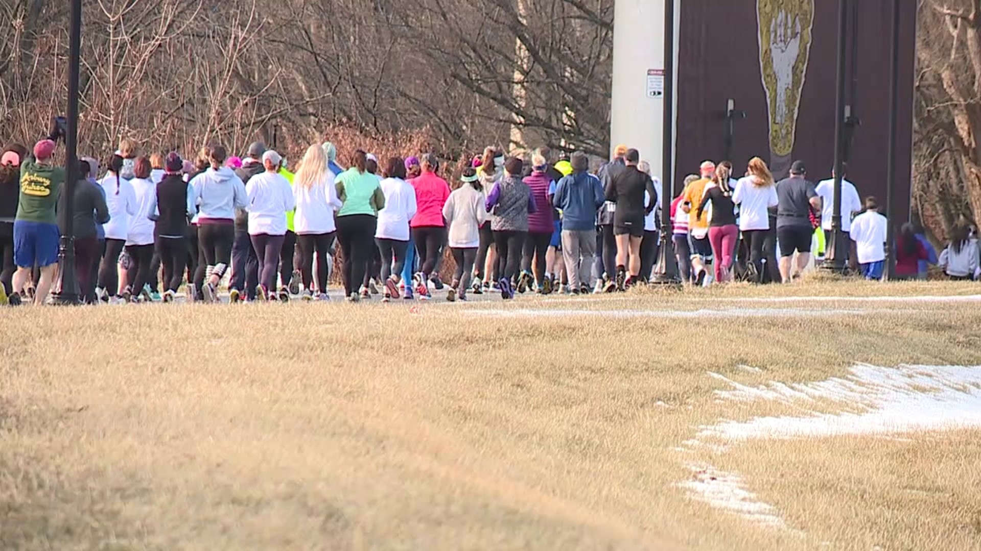 Runners "shivered by the river" Saturday morning on the Lackawanna Heritage Trail in Scranton.