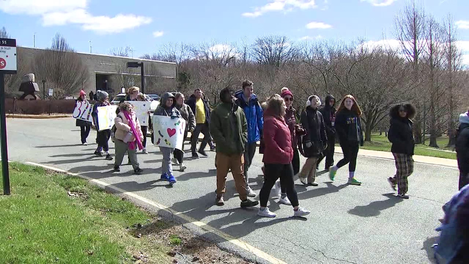 Students at East Stroudsburg University participated in an awareness walk and resource fair.