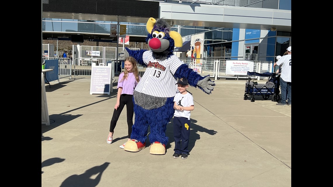 Champ, the mascot of the Scranton/Wilkes-Barre Yankees, poses with