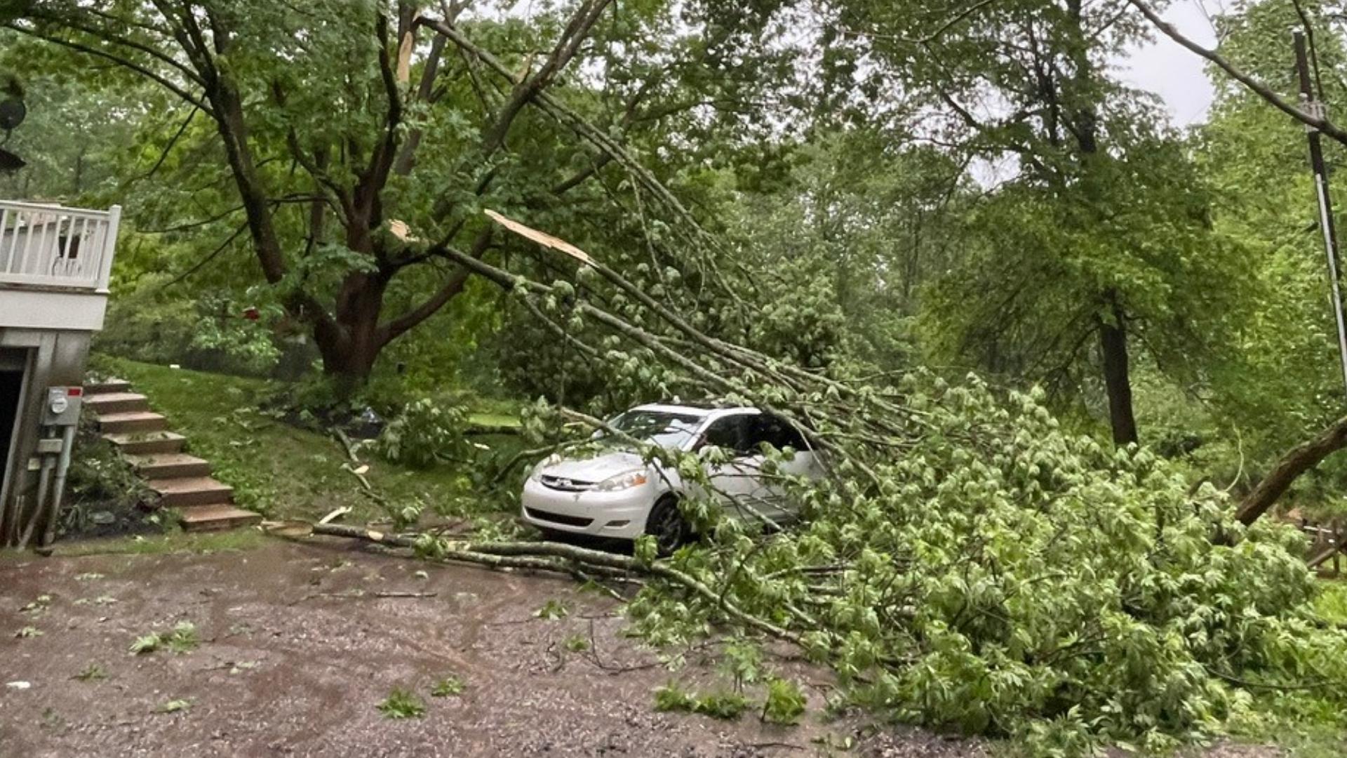 Parts of the area are cleaning up after a line of storms early Thursday.