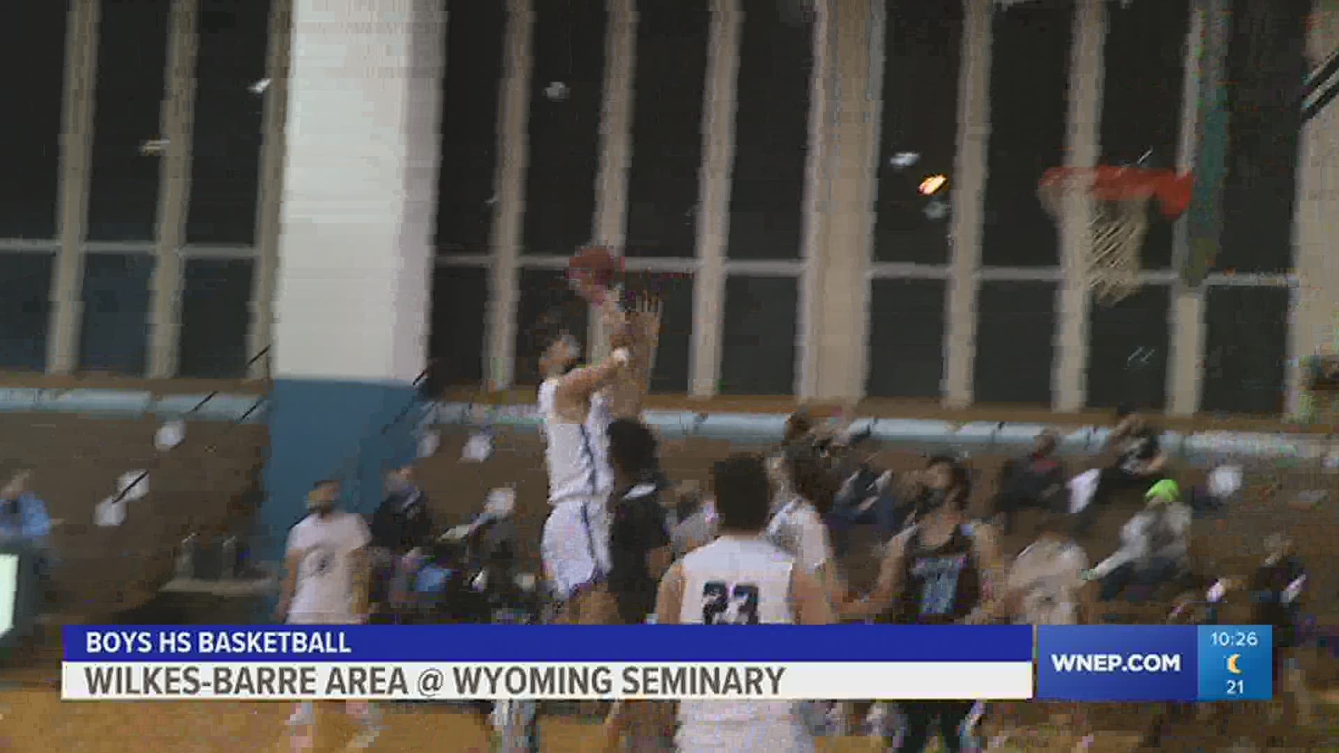 Wyoming Seminary, behind Jake Koretz, handed Wilkes-Barre Area their first loss by a 47-46 score