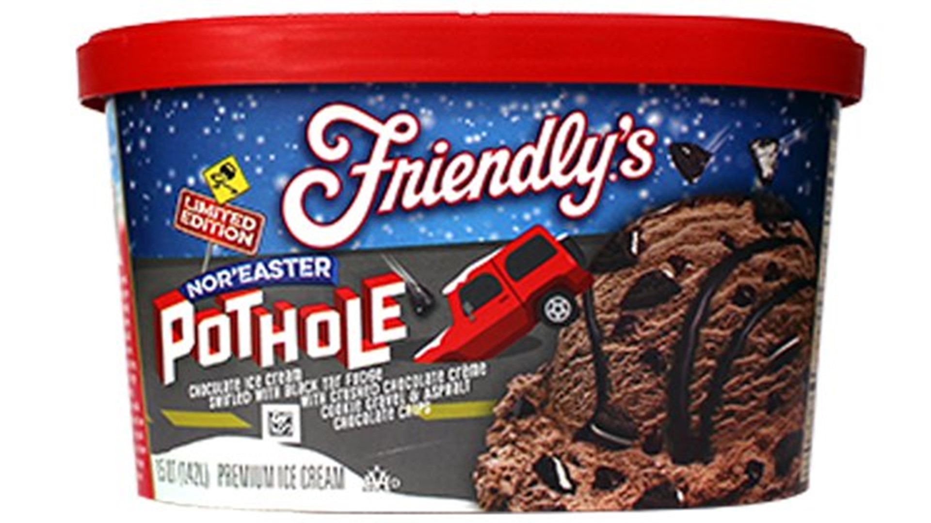 Friendly’s ‘Nor’easter Pothole’ Ice Cream Flavor Pokes Fun at Poor Road